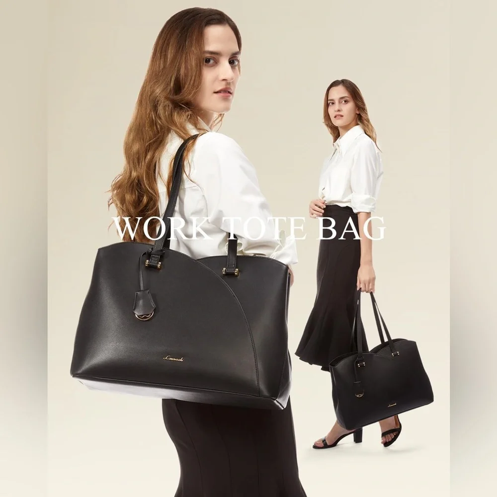 LOVEVOOK Black Laptop Tote Bag for Women Fits 15.6 Inch Laptop New - Picture 2 of 10